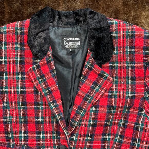 Carole Little St. Tropez West Size 8 Red Tartan Blazer IMMACULATE - Picture 2 of 8